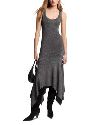 Metallic Viscose Handkerchief Midi Dress
