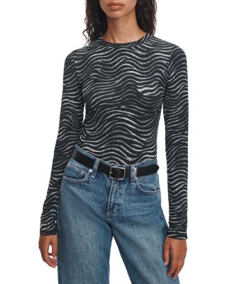 rag & bone Luca Zebra Print Fitted Long Sleeve Tee