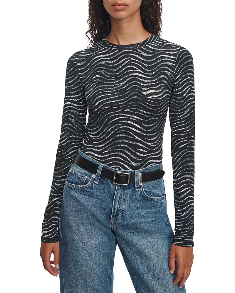 rag & bone Luca Zebra Print Fitted Long Sleeve Tee