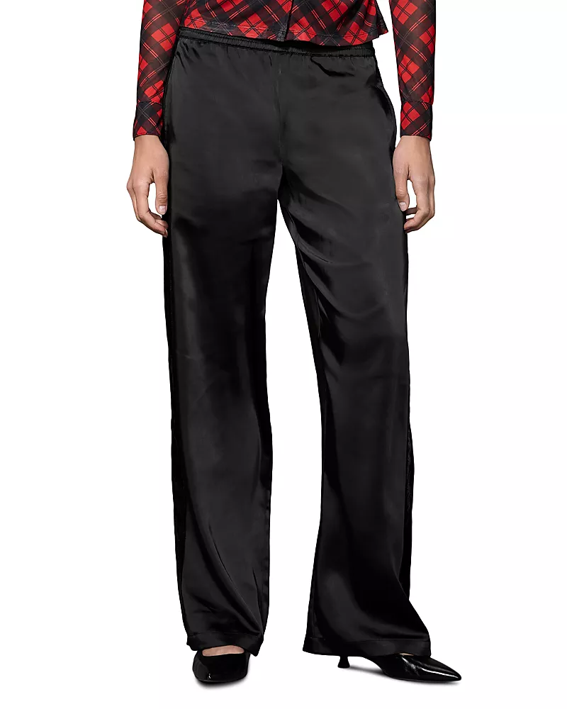 Sanctuary Polished Satin High Rise Track Pants