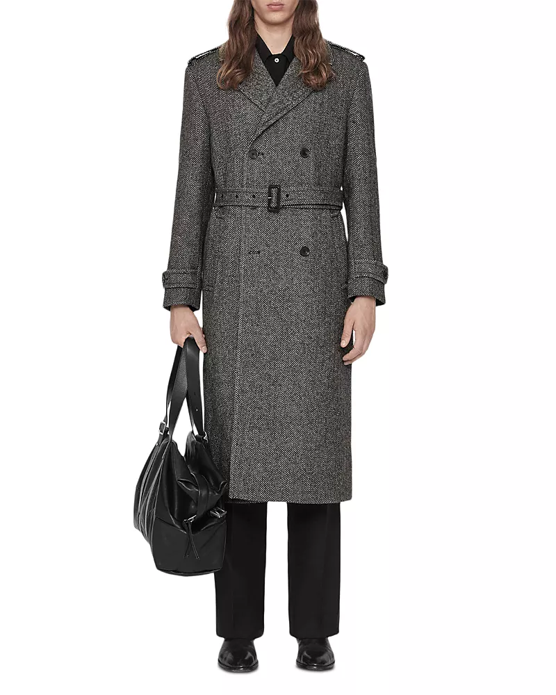 Allsaints Coltra Wool Blend Herringbone Trench Coat