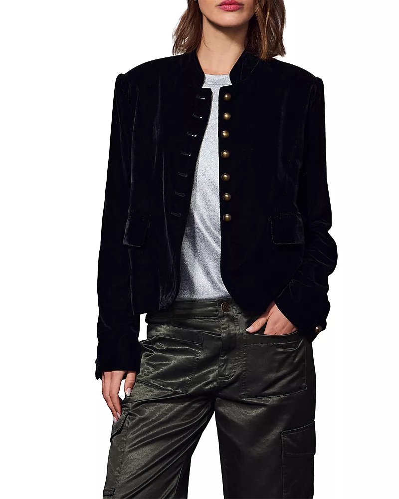 Sanctuary Matera Button Front Velvet Jacket