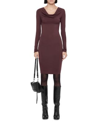 Lilla Cowl Neck Bodycon Above the Knee Dress
