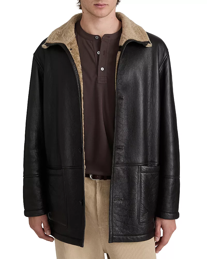 Frame Shearling Leather Overcoat