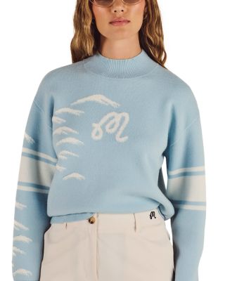 Alps Intarsia Knit Mock Neck Sweater