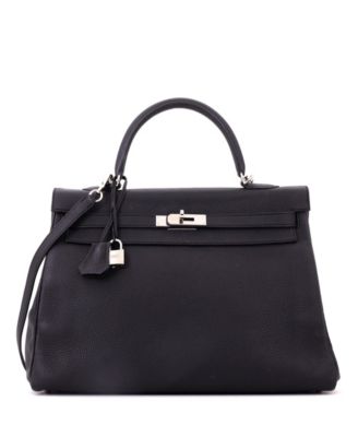 Kelly 35 Handbag Black Togo with Palladium Hardware