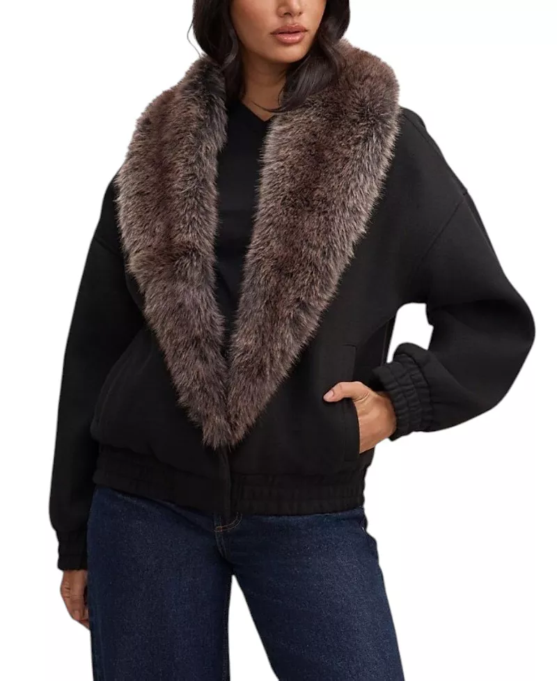 Ever New Women's Megan Faux Fur Collar Jacket