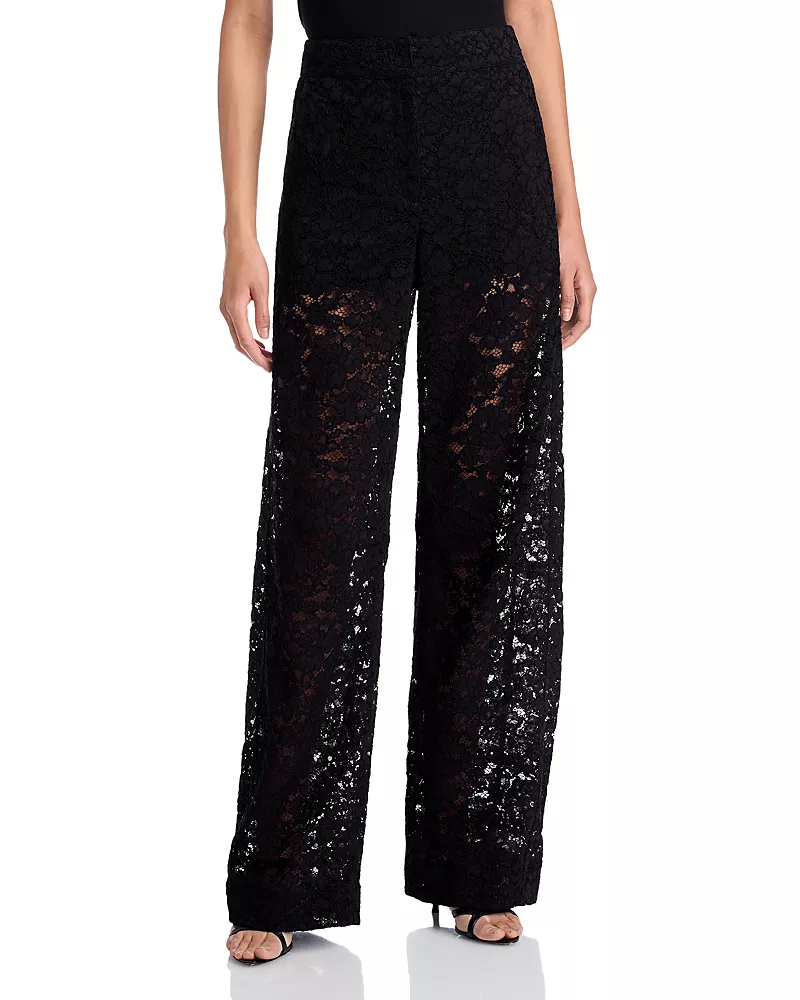 Veronica Beard Trevor Cotton Blend Lace Wide Leg Pants