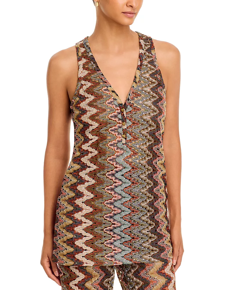 Veronica Beard Saxton Chevron V Neck Tank