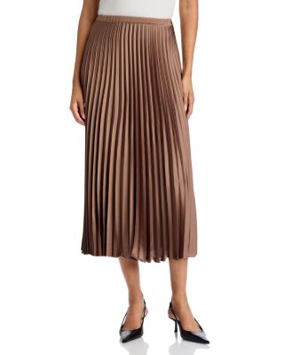Turtledove Pleated Satin Midi Skirt