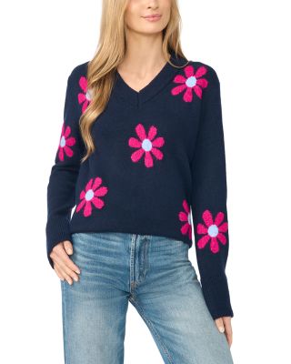 Groovy Flower V Neck Sweater