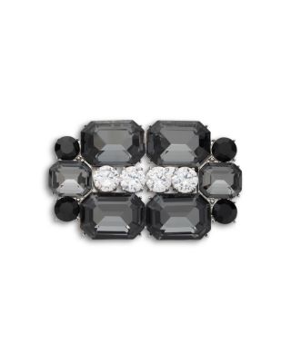 White & Jet Crystal Deco Pin