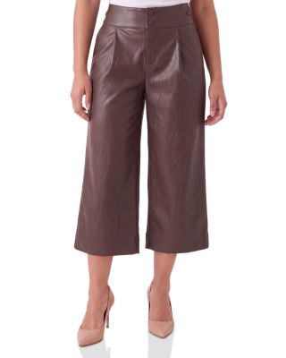 Faux Leather High Rise Crop Pants 