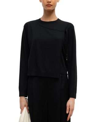 James Merino Wool Tie Crewneck Sweater