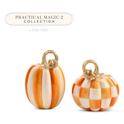 Check and Stripe Petite Pumpkins, Set of 2
