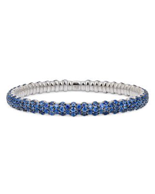 18K White Gold Stretch Blue Sapphire Bangle Bracelet