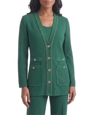 Tonal Chain Trim Knit Jacket
