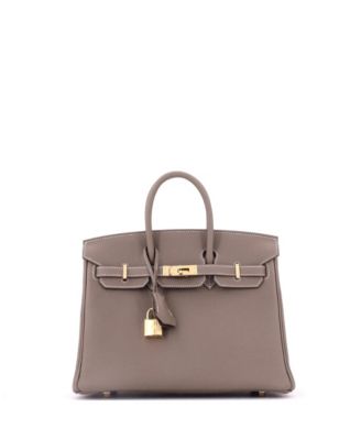 Birkin 25 Handbag Grey Togo with Gold Hardware