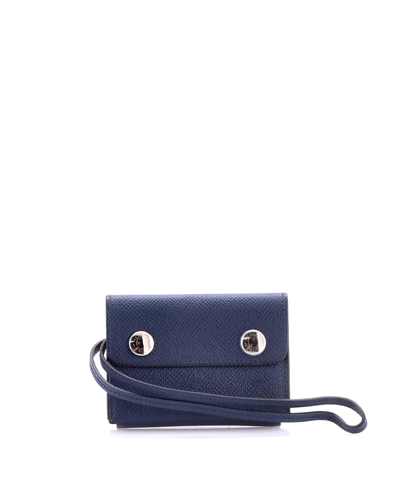 Pre-owned Pre-owned Hermes Hermes Hermesnap Card Holder Epsom In Navy Blue