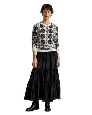 Knit Bodice Silk Tiered Dress