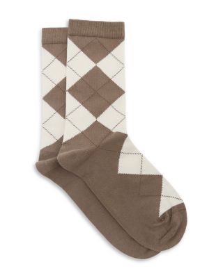 Aggie Cotton Blend Argyle Mid Calf Socks