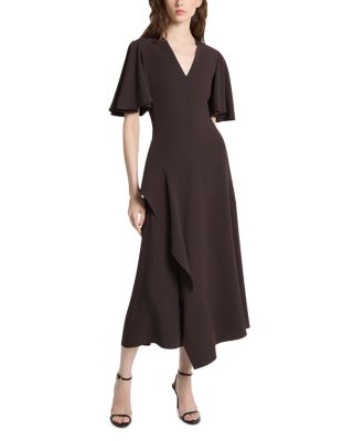 Michael Kors Collection Techno Cady Asymmetric Ruffle Dress