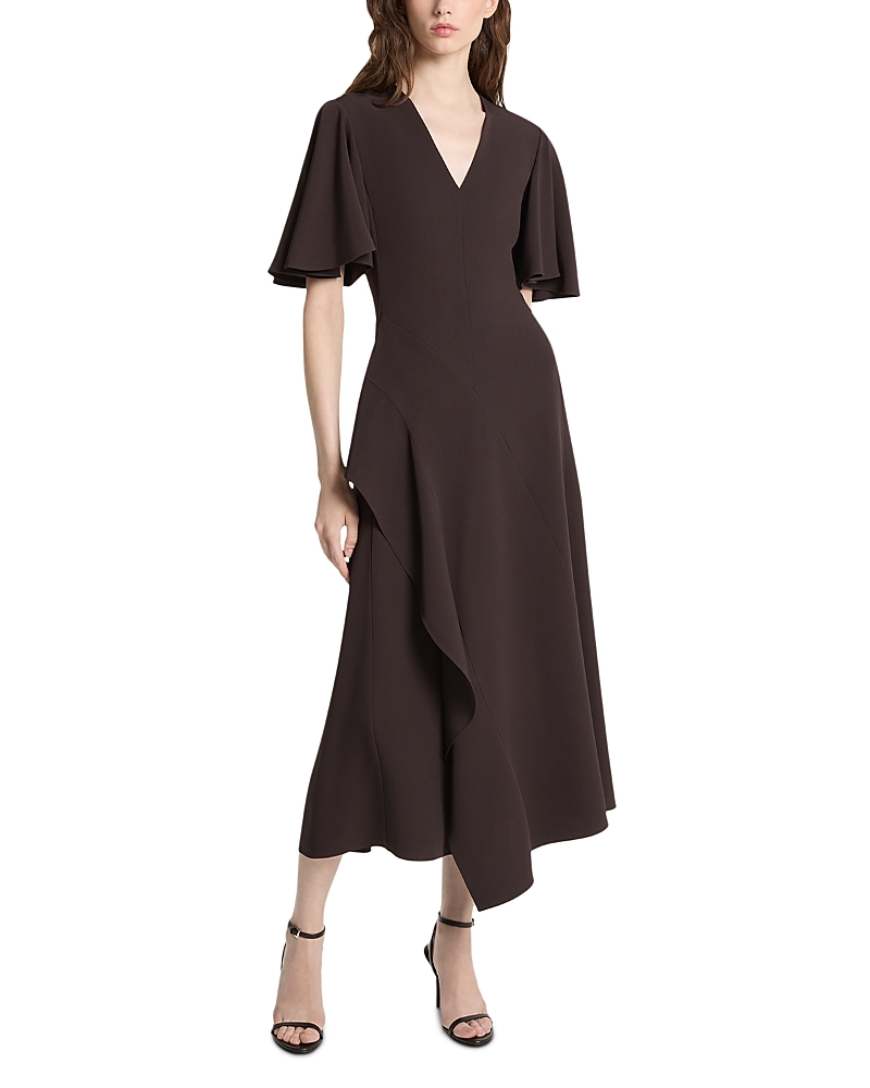 Michael Kors Collection Techno Cady Asymmetric Ruffle Dress