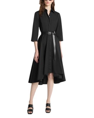 Cotton Poplin Cascade Hem Shirt Dress