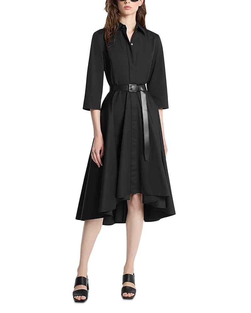 Michael Kors Collection Cotton Poplin Cascade Hem Shirt Dress