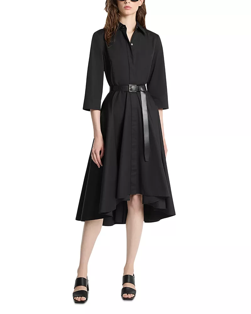 Michael Kors Collection Cotton Poplin Cascade Hem Shirt Dress