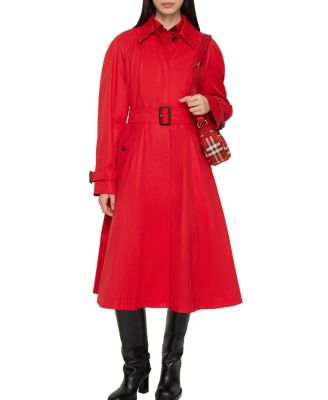 Long Gabardine Ellingham Fit and Flare Car Coat