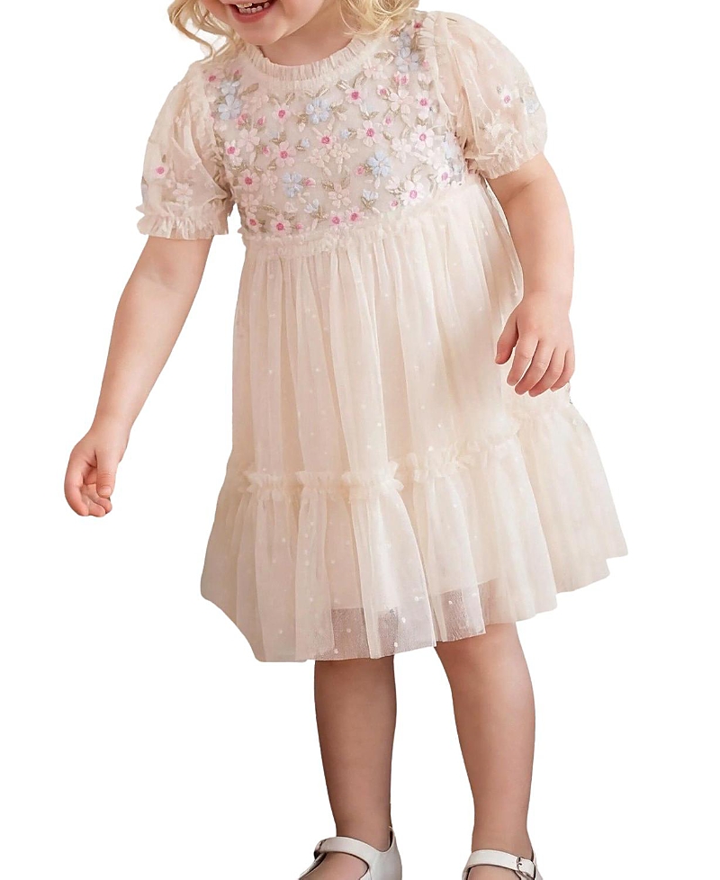Needle & Thread Girls' Garland Ribbon Bodice Baby Dress - Baby In Cream/pastel Lemon