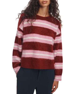 Jada Brushed Cashmere Striped Crewneck Sweater