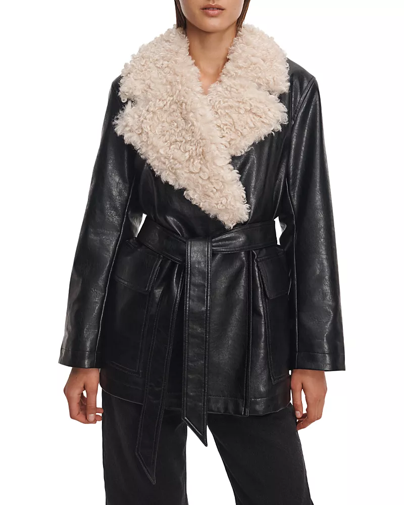 rag & bone Jordan Faux Leather Belted Jacket