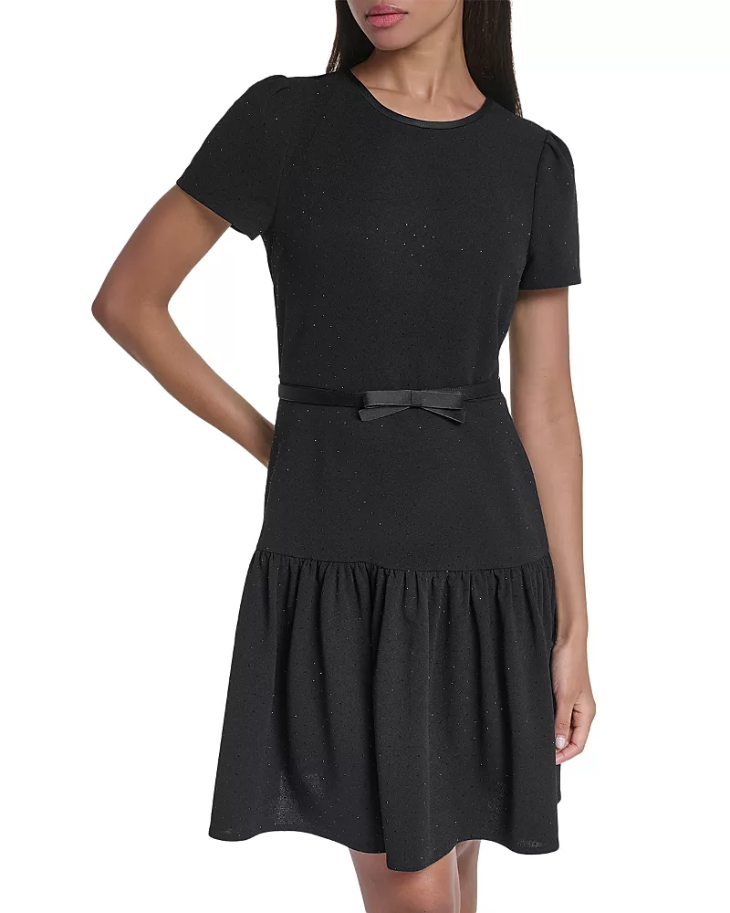 Karl Lagerfeld Paris Crepe Bow Waist Mini Dress