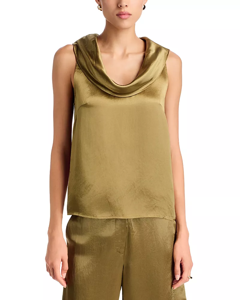 By Malene Birger Viola Cowl Neck Satin Tank Top
