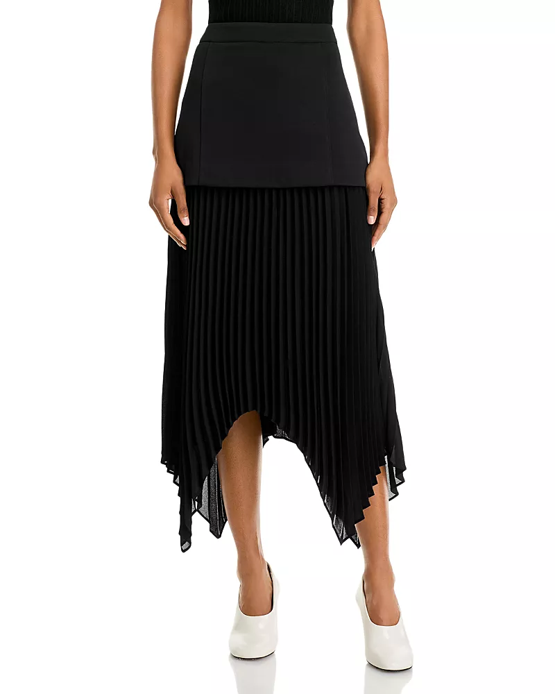 Single Thread Layered Pleated Midi Handkerchief Skirt