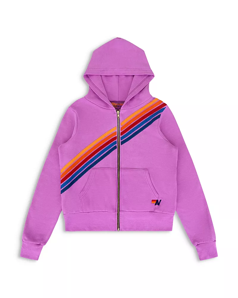 Aviator Nation Disco Rainbow Stripe Zip Hoodie