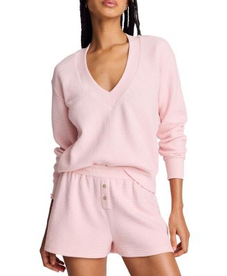 Waffle Knit Deep V Sweater