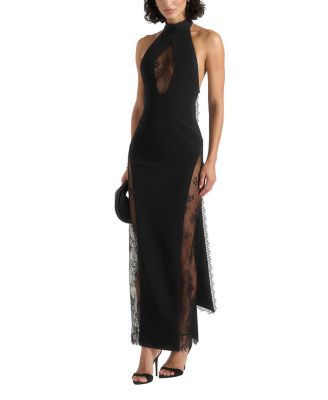 Jessica Contour Lace Halter Drape Neck Maxi Dress