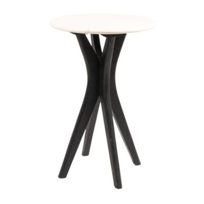 Round Mango Wood and Marble Martini Accent Table