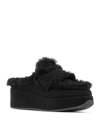 Women's Ivannasp Suede & Shearling Platform Mules
