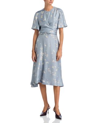 Kirsty Floral Draped Silk Midi Dress