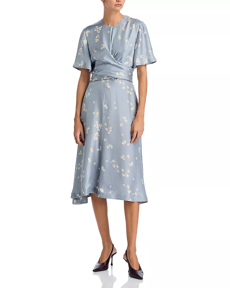 Altuzarra Kirsty Floral Draped Silk Midi Dress