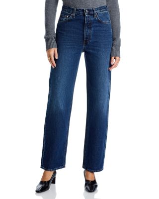 Classic Cut High Rise Straight Leg Jeans in Dark Blue