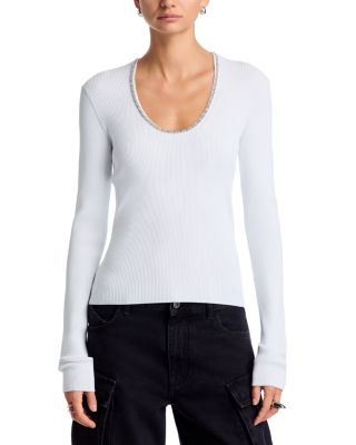 Slinky Crystal Chain Long Sleeve Top