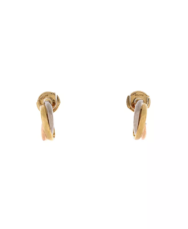 Pre-Owned Cartier 13mm Trinity Hoop Earrings 18K Tricolor Gold