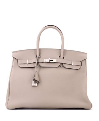 Birkin 35 Handbag Grey Togo with Palladium Hardware