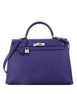 Kelly 35 Handbag Blue Epsom with Palladium Hardware