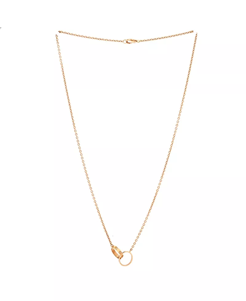 Pre-Owned Cartier Love Interlocking Necklace 18K Rose Gold, 17
